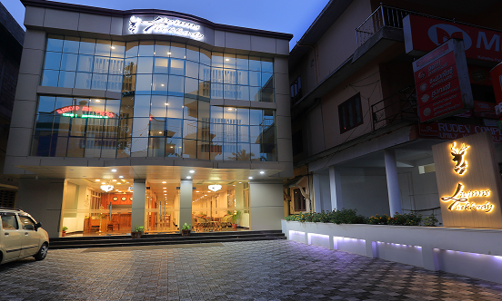 Hotel exterior at night